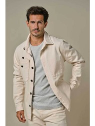 profuomo ανδρικό overshirt με τσέπες loose fit - ppwf10011a κρέμ