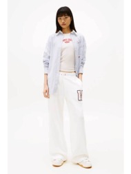 tommy jeans γυναικείο παντελόνι φόρμας με κεντημένο μονόγραμμα regular fit - dw0dw20558 λευκό
