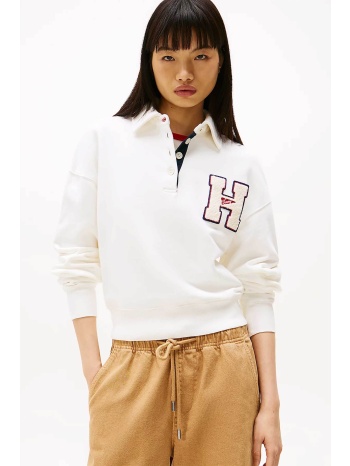 tommy jeans γυναικεία μπλούζα φούτερ πόλο με κεντημένο