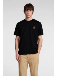 selected ανδρικό t-shirt μονόχρωμο με logo print regular fit - 16096779 μαύρο