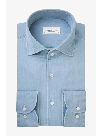 profuomo ανδρικό denim πουκάμισο slim fit - ppwh10019a μπλε
