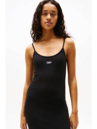 tommy jeans γυναικείο midi φόρεμα αμάνικο ribbed slim fit - dw0dw20330 μαύρο