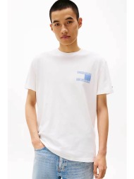 tommy jeans ανδρικό t-shirt με λογότυπο regular fit - dm0dm20774 εκρού