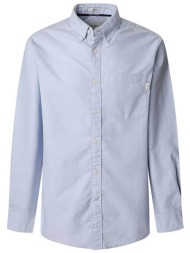 pepe jeans ανδρικό πουκάμισο button down με τσέπη regular fit `andrew` - pm308843 σιελ