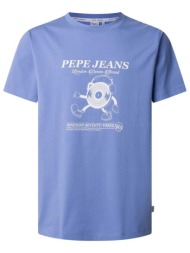 pepe jeans ανδρικό t-shirt με graphic print regular fit `perkins` - pm509751 μπλε ανοιχτό
