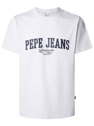 pepe jeans ανδρικό t-shirt με logo print relaxed fit `derril` - pm509766 λευκό