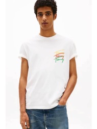 tommy jeans ανδρικό t-shirt με λογότυπο regular fit - dm0dm20771 εκρού