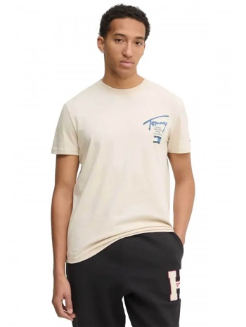 tommy jeans ανδρικό t-shirt με λογότυπο regular fit 