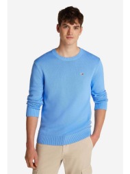 tommy jeans ανδρικό πουλόβερ με λογότυπο slim fit - dm0dm18370 γαλάζιο
