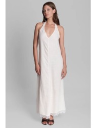 collectiva noir γυναικείο φόρεμα maxi με δαντέλα `helia` - cn140r07lin λευκό