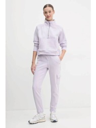 dkny γυναικείο παντελόνι φόρμας cargo με ανάγλυφο λογότυπο με στρας - dp5p3504 βιολετί