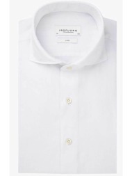 profuomo ανδρικό λινό πουκάμισο μονόχρωμο slim fit - ppwh10020a λευκό