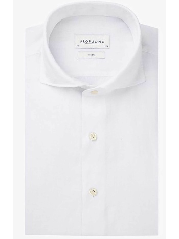profuomo ανδρικό λινό πουκάμισο μονόχρωμο slim fit 