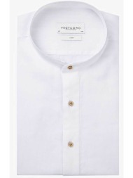 profuomo ανδρικό λινό πουκάμισο μονόχρωμο slim fit - ppwh10025a λευκό