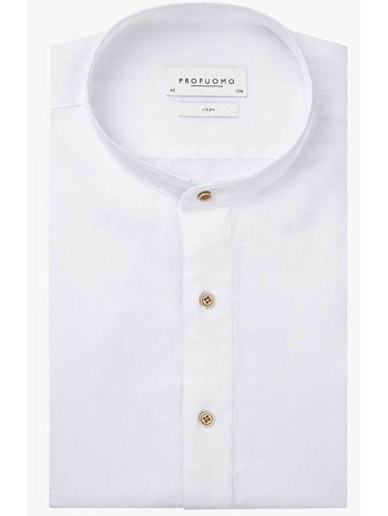 profuomo ανδρικό λινό πουκάμισο μονόχρωμο slim fit 