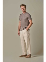 profuomo ανδρικό λινό παντελόνι με ελαστική μέση loose fit - ppwq10026a μπεζ