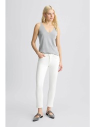 liu jo γυναικείο παντελόνι πεντάτσεπο με logo patch cropped skinny fit - ua5006t2594 λευκό