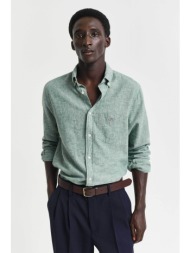 gant ανδρικό πουκάμισο button down από λινάρι και βαμβάκι με τσέπη και λογότυπο regular fit - 325008