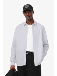 lacoste ανδρικό πουκάμισο με ριγέ σχέδιο και κεντημένο λογότυπο regular fit - ch9087-00 μπλε ανοιχτό