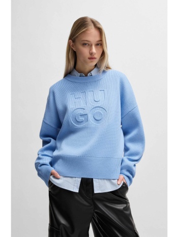 hugo boss γυναικείο πουλόβερ με ανάγλυφο λογότυπο relaxed