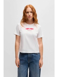 hugo boss γυναικείο t-shirt με graphic print regular fit `destrel` - 50534246 λευκό