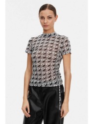 hugo boss γυναικείο t-shirt με all-over logo print regular fit `dastoria` - 50537187 μαύρο