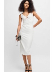 hugo boss γυναικείο midi φόρεμα αμάνικο με cut-out στο στήθος slim fit `kabari` - 50537626 λευκό