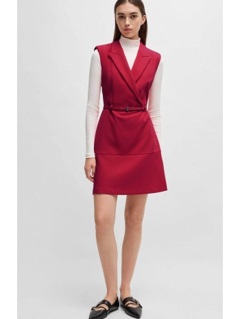 hugo boss γυναικείο mini φόρεμα αμάνικο κρουαζέ με ζώνη