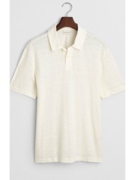 gant ανδρική μπλούζα πόλο λινή κοντομάνικη με κεντημένο λογότυπο regular fit - 2014034 κρέμ