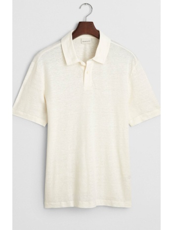 gant ανδρική μπλούζα πόλο λινή κοντομάνικη με κεντημένο