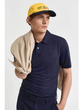 gant ανδρική μπλούζα πόλο λινή κοντομάνικη με κεντημένο