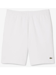 lacoste ανδρική βερμούδα fleece με ελαστική μέση και λογότυπο regular straight fit - gh9860-00 λευκό