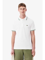 lacoste ανδρική μπλούζα πόλο πικέ κοντομάνικη με contrast τελειώματα και κεντημένο λογότυπο regular 