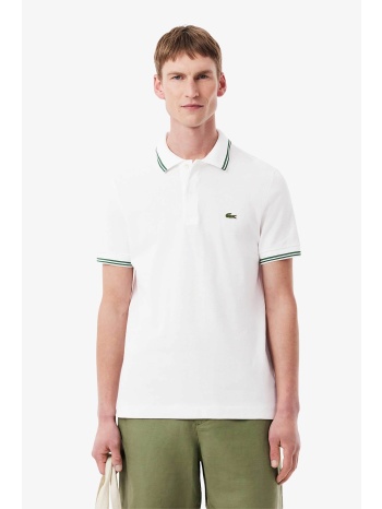 lacoste ανδρική μπλούζα πόλο πικέ κοντομάνικη με contrast