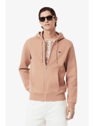 lacoste ανδρική ζακέτα φούτερ με κουκούλα και κεντημένο λογότυπο classic fit - sh9809-00 σομόν