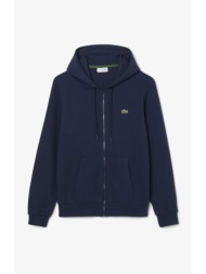 lacoste ανδρική ζακέτα φούτερ με κουκούλα και κεντημένο λογότυπο classic fit - sh9809-00 μπλε σκούρο