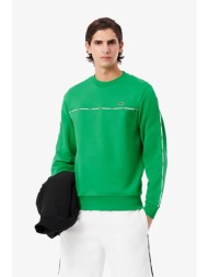 lacoste ανδρική μπλούζα φούτερ με contrast ρίγα με logo tape και κεντημένο λογότυπο classic fit - sh