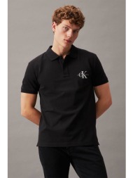 calvin klein jeans ανδρική μπλούζα πόλο μονόχρωμη με λογότυπο regular fit - j30j325664 μαύρο