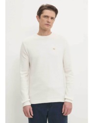 calvin klein jeans ανδρική μακρυμάνικη μπλούζα με waffle pattern και λογότυπο - j30j327117 εκρού