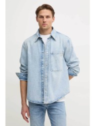 calvin klein jeans ανδρικό denim πουκάμισο με τσέπη στο στήθος - j30j327021 denim blue ανοιχτό