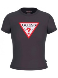 guess γυναικείο t-shirt με τριγωνικό λογότυπο μπροστά - w4yi04j1314 μαύρο