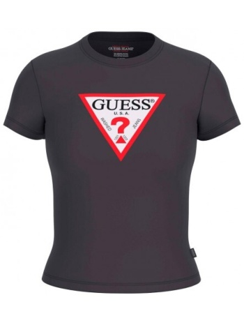 guess γυναικείο t-shirt με τριγωνικό λογότυπο μπροστά 