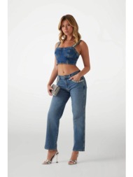 guess γυναικείο τζιν παντελόνι με στρας `daisy` - w5ra1nd5acc denim blue