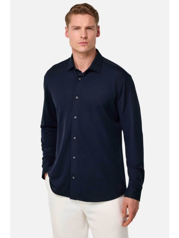 boggi milano ανδρικό πουκάμισο πικέ μονόχρωμο regular fit 