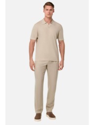 boggi milano ανδρικό λινό παντελόνι με ελαστική μέση tapered fit - bo25p034703 μπεζ