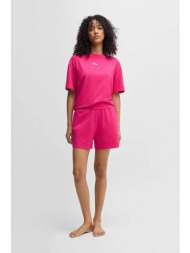hugo boss γυναικείο σορτς με σταμπωτό λογότυπο relaxed fit `shuffle` - 50490596 φούξια