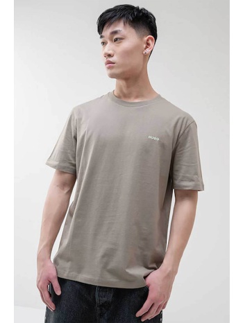 hugo boss ανδρικό t-shirt μονόχρωμο με ανάγλυφο λογότυπο