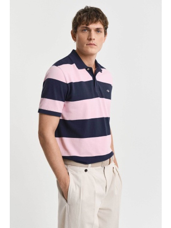 gant ανδρική μπλούζα πόλο πικέ κοντομάνικη με ριγέ σχέδιο