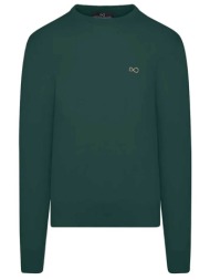 prince oliver ανδρική πλεκτή μπλούζα μονόχρωμη με κεντημένο λογότυπο modern fit - 63256004 πράσινο