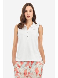 la martina γυναικεία αμάνικη μπλούζα πόλο με κεντημένο λογότυπο regular fit - wap005-pk001 λευκό